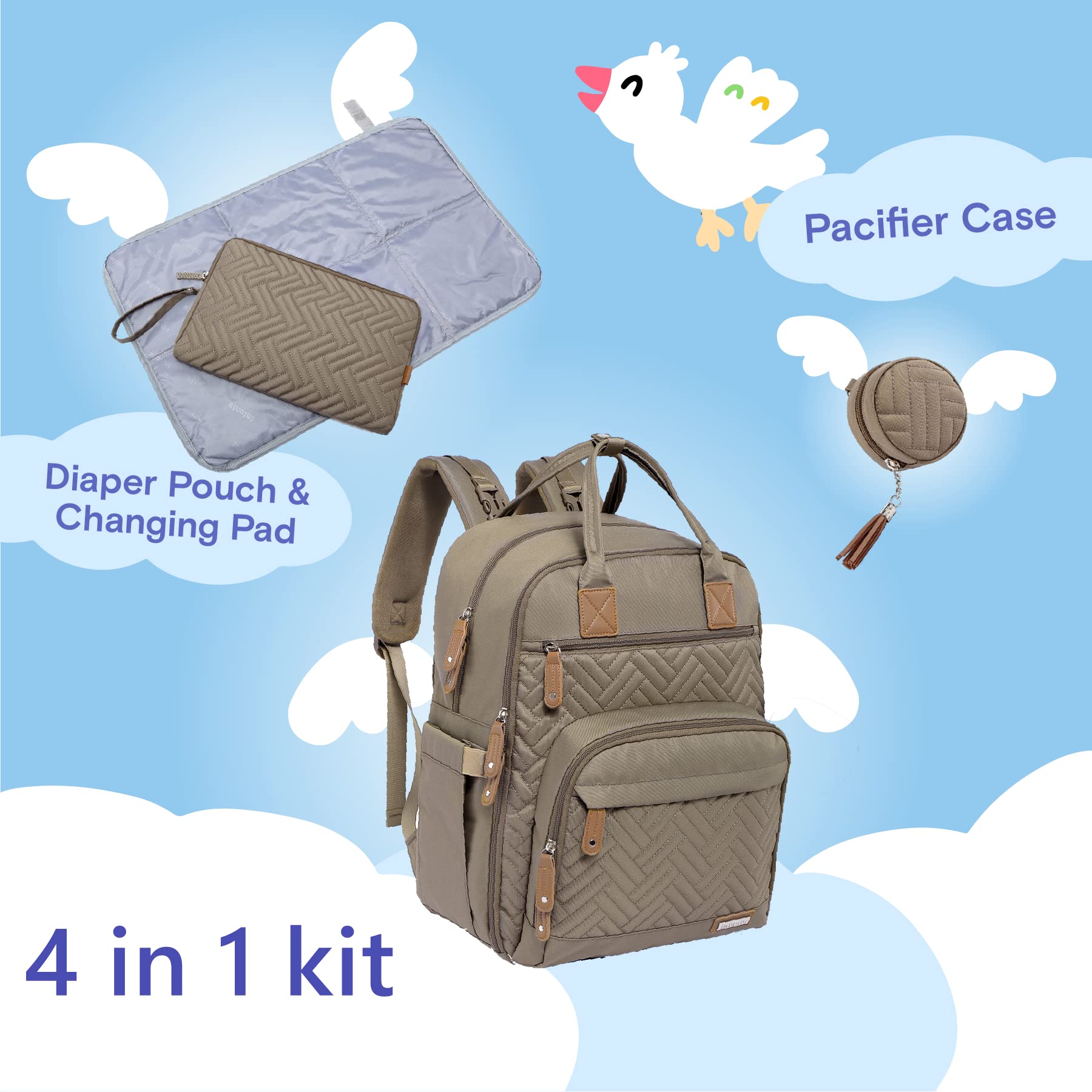 iniuniu diaper bag backpack back view showing sturdy straps for comfortable all-day wear