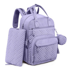 iniuniu diaper bag backpack taro purple front view highlights spacious storage for on-the-go organizing.