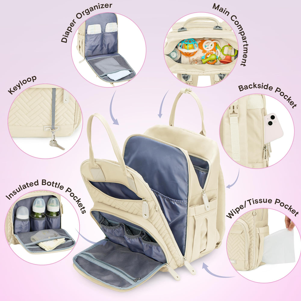 iniuniu diaper bag backpack washable changing pad section on stroller handle for convenience