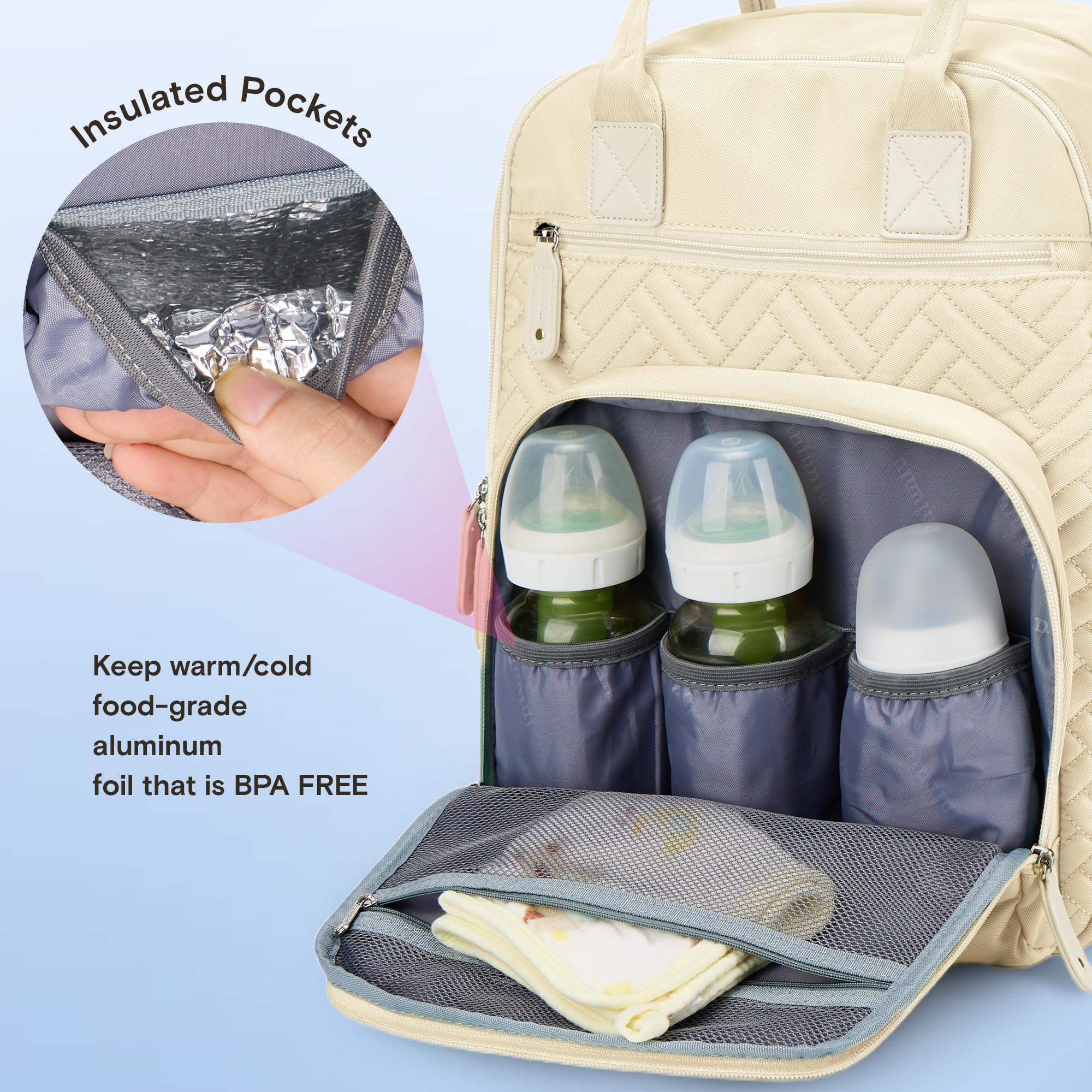 iniuniu diaper bag backpack wide-opening main compartment for easy packing