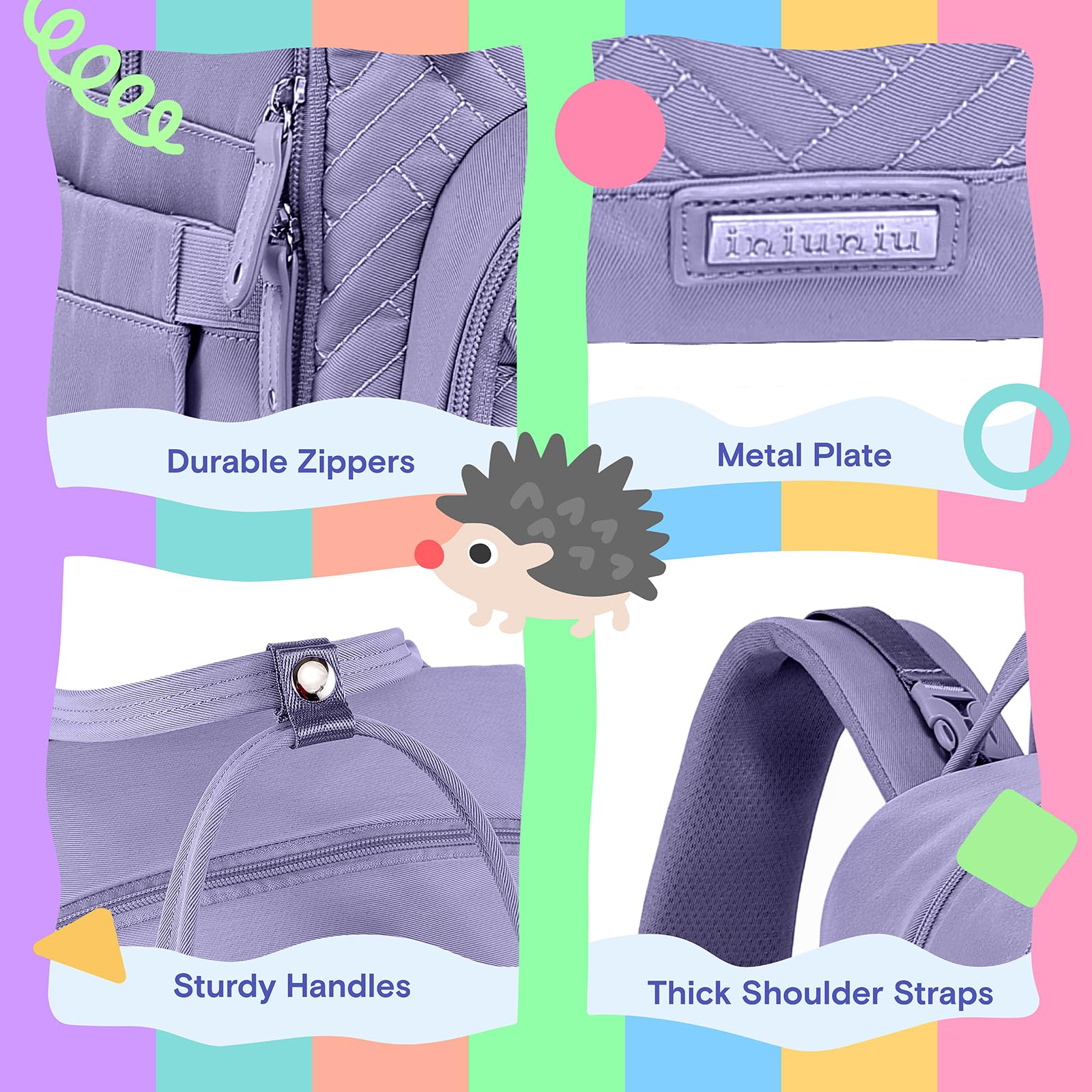 iniuniu diaper bag large capacity reveals 18 pockets for organized packing.