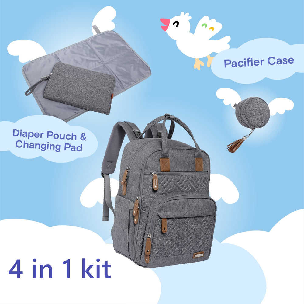 iniuniu diaper bag pouch gray with washable changing pad for on-the-go diaper changes