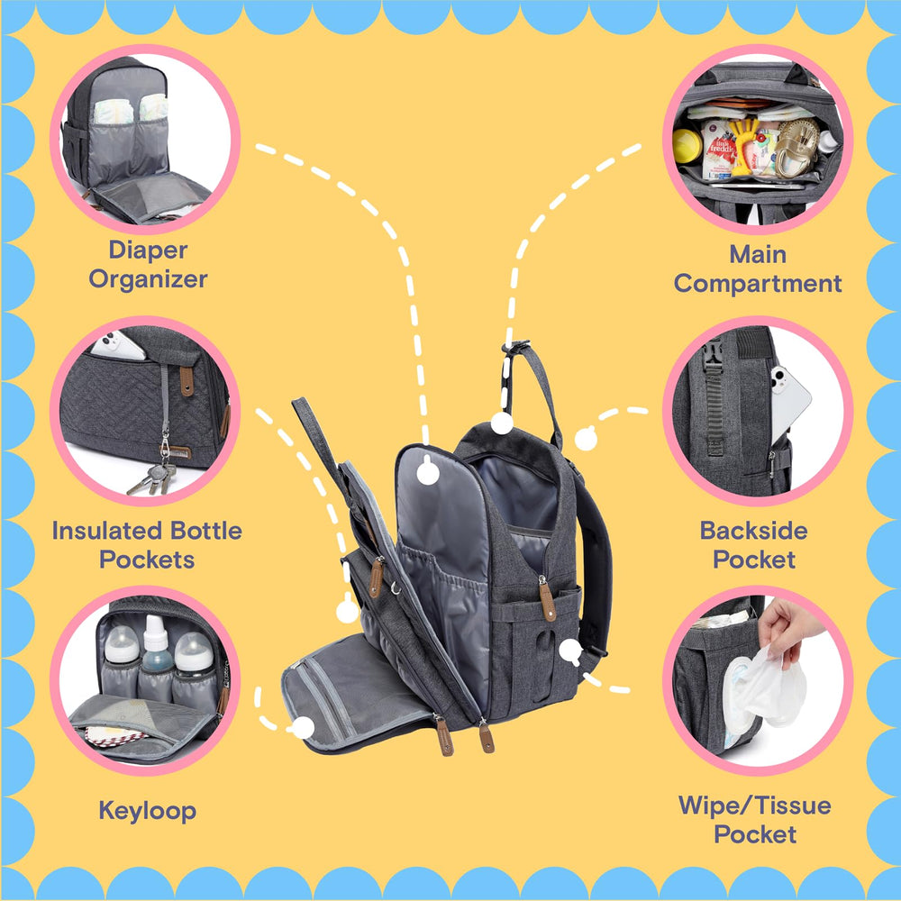 iniuniu diaper bag side wipes pocket provides quick access