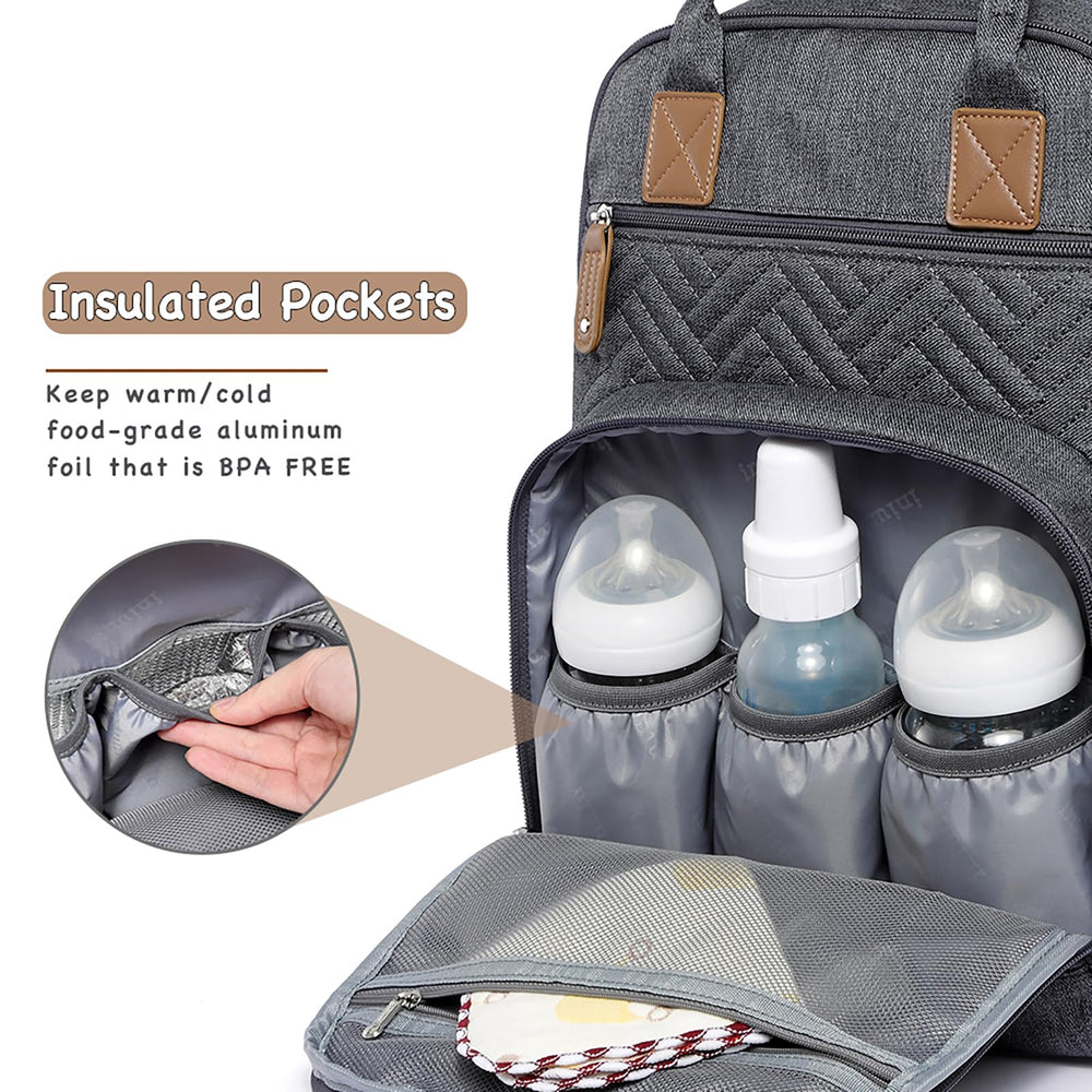 iniuniu diaper pouch with washable changing pad demonstrates easy diaper changes on the go