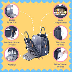 iniuniu diaper pouch with changing mat keeps diapering tidy on the go.