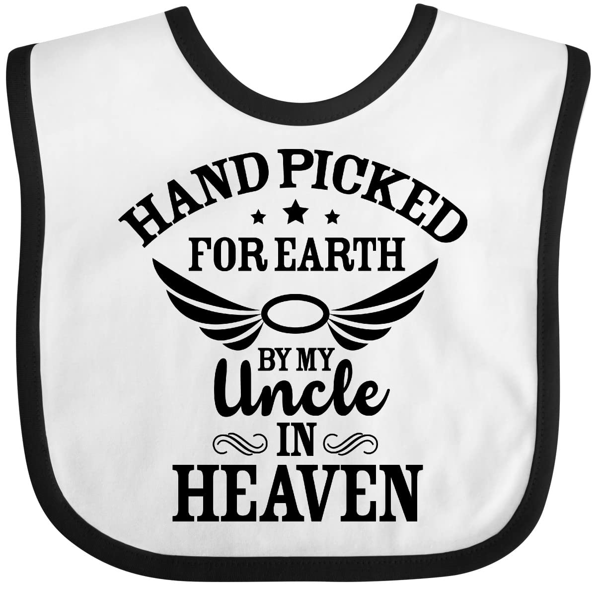 inktastic Angel Wings Baby Bib in white and black, ideal for newborn photos