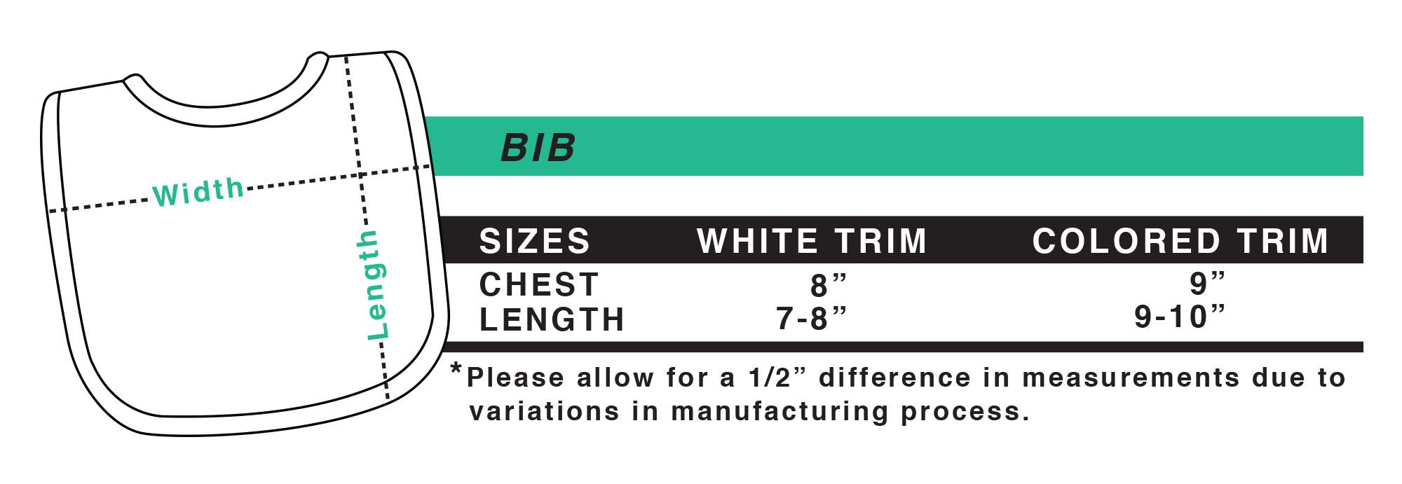 Inktastic bib with reinforced hook and loop closure for a secure fit and easy on/off