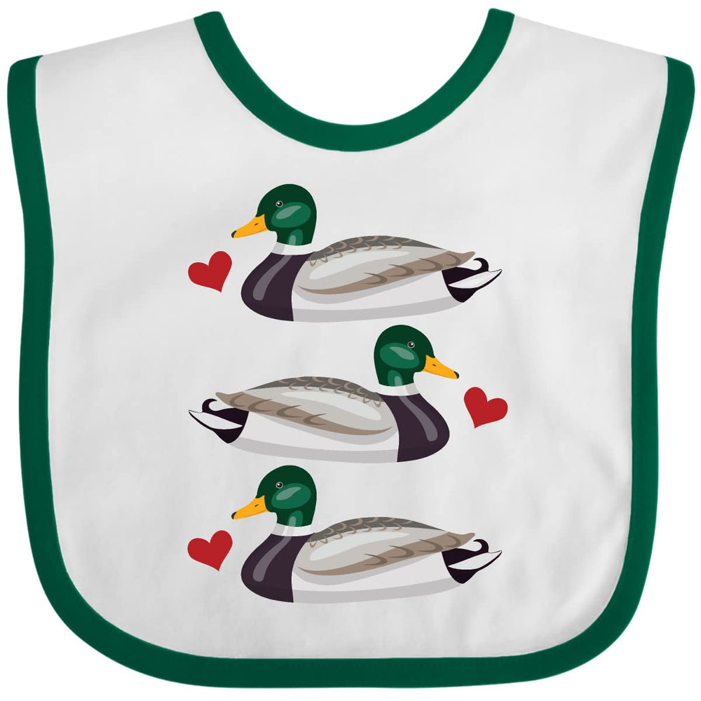 Inktastic mallard ducks baby bib in white and green protects outfits during mealtime