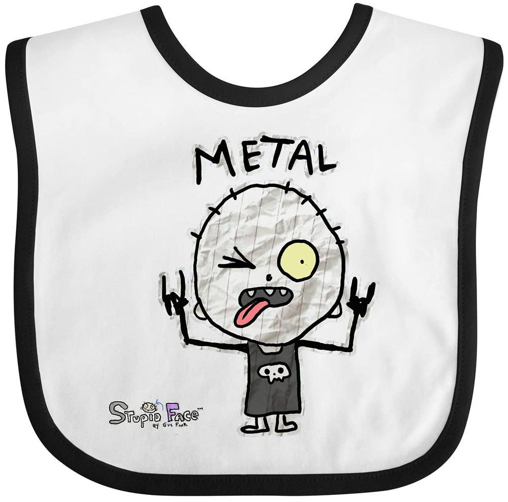 Inktastic metal-face baby bib protects outfits during meals.