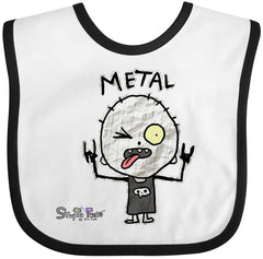 Inktastic metal-face baby bib protects outfits during meals.