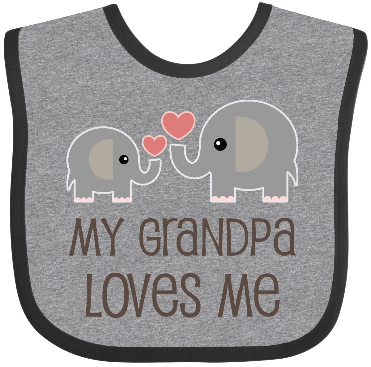 Inktastic My Grandpa Loves Me bib elephants and hearts close-up print keeps baby outfits clean