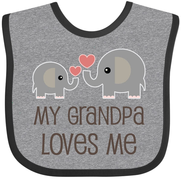 Inktastic My Grandpa Loves Me bib elephants and hearts close-up print keeps baby outfits clean