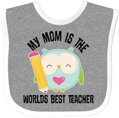 Inktastic Teacher Mom School Owl Bib; owl graphic keeps outfits clean at mealtime