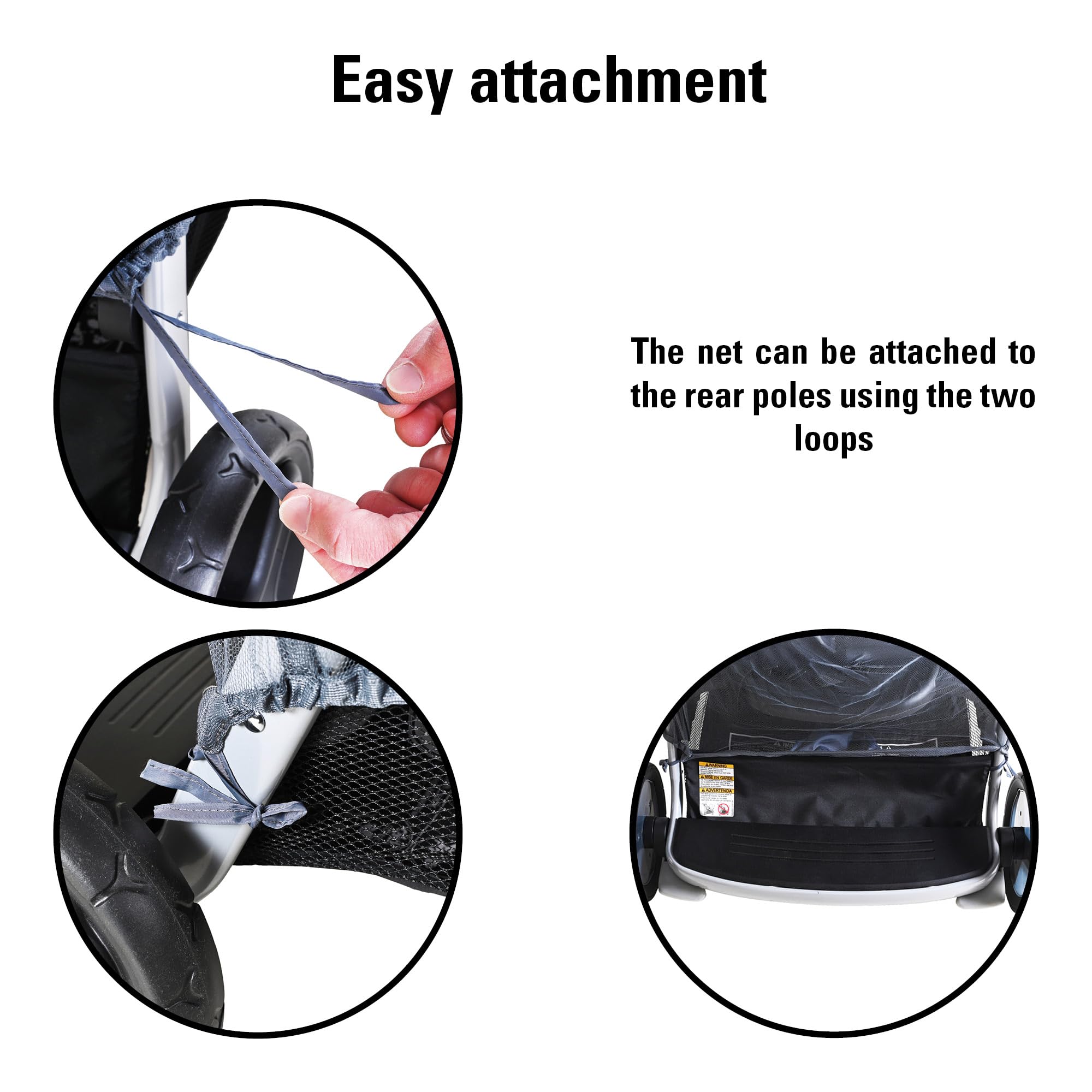 Inlesioo mosquito net in anthracite mesh blends discreetly on a stroller