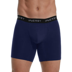 INNERSY men's reusable underwear front view in dark blue for discreet protection.