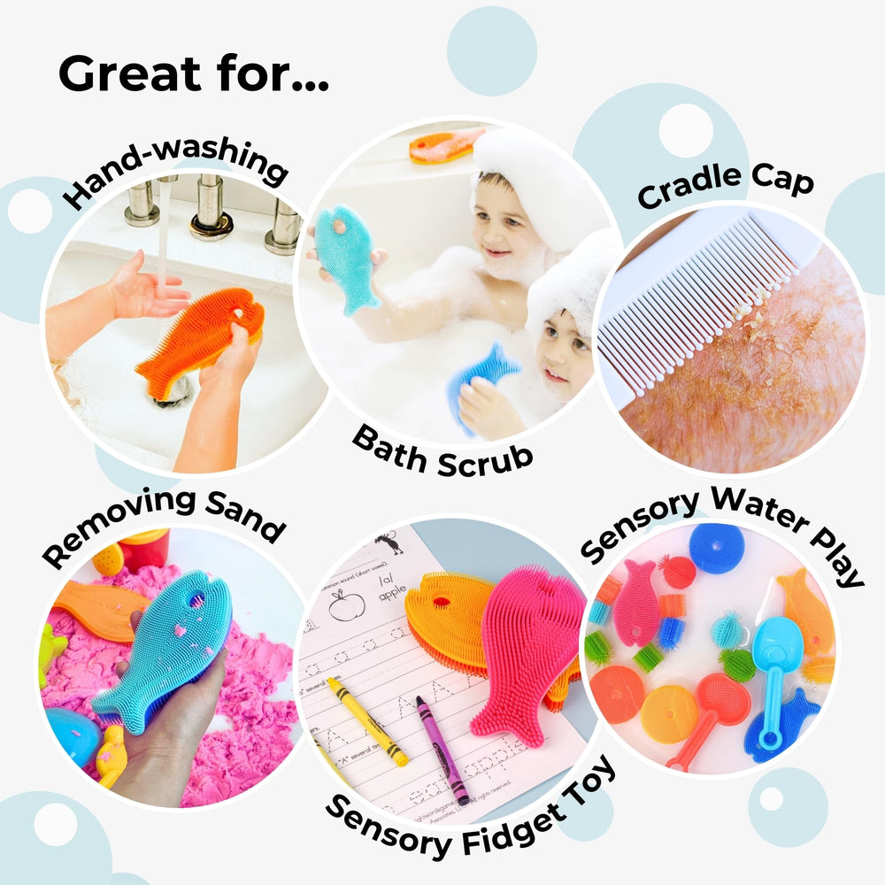Innobaby Bathin' Smart Fish Scrub pink being cleaned in dishwasher for easy care.