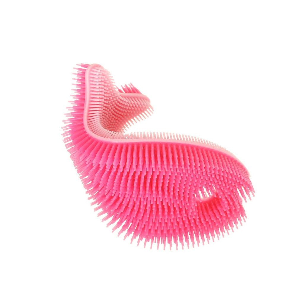 Innobaby Bathin' Smart Fish Scrub pink top view showing gentle cleansing for baby.