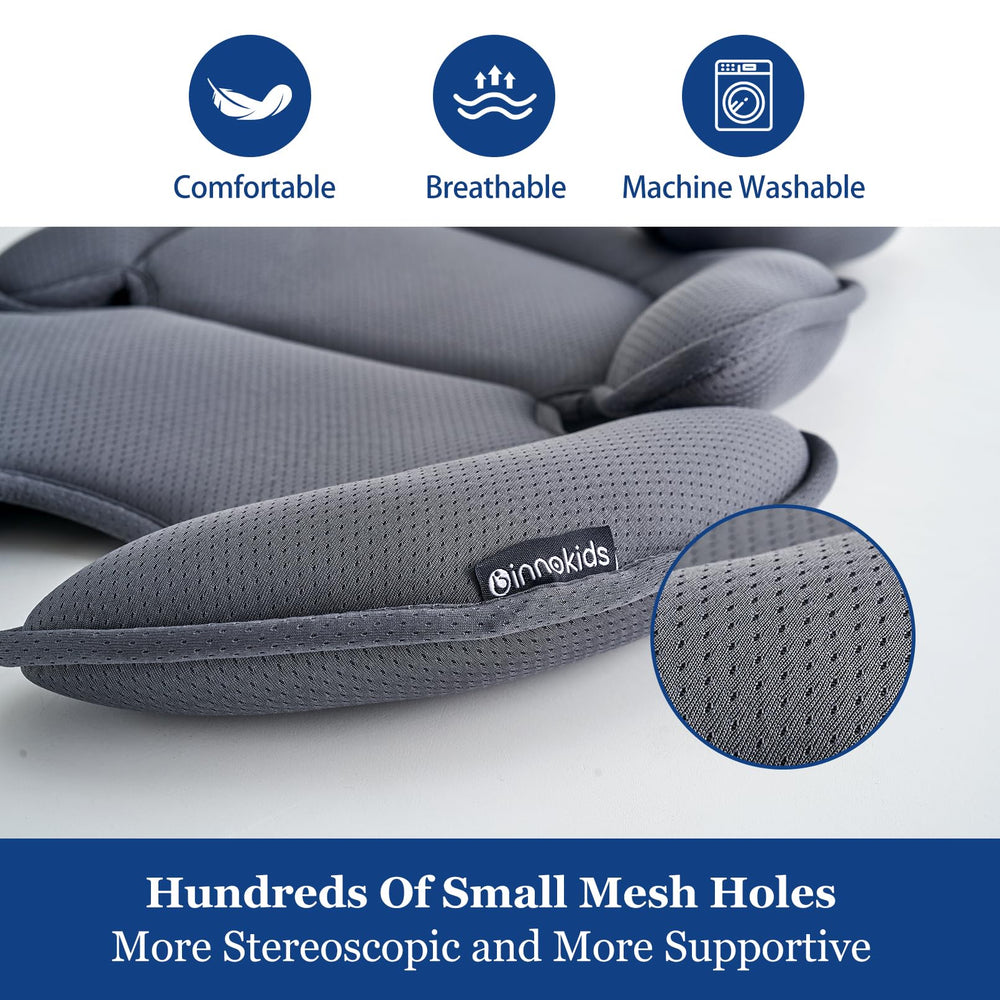Innokids breathable fabric close-up shows soft padding for year-round comfort