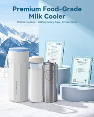 Innoworld cooler with bottle inside demonstrating compact travel design