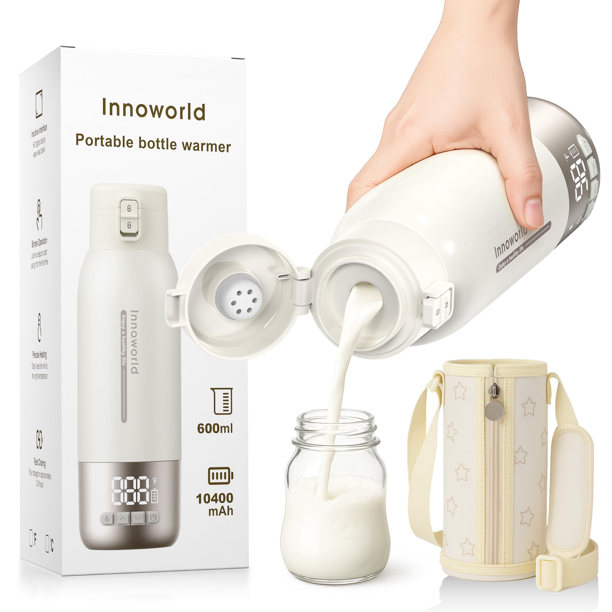 Innworld portable bottle warmer front view for travel convenience