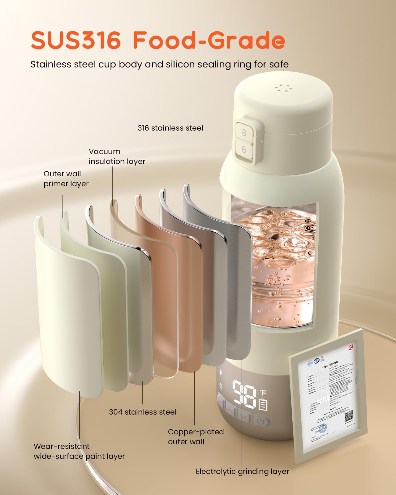 SUS316 stainless steel inner container ensures easy cleaning and safety