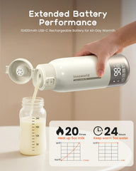 Temperature control feature for precise warming of bottles and water