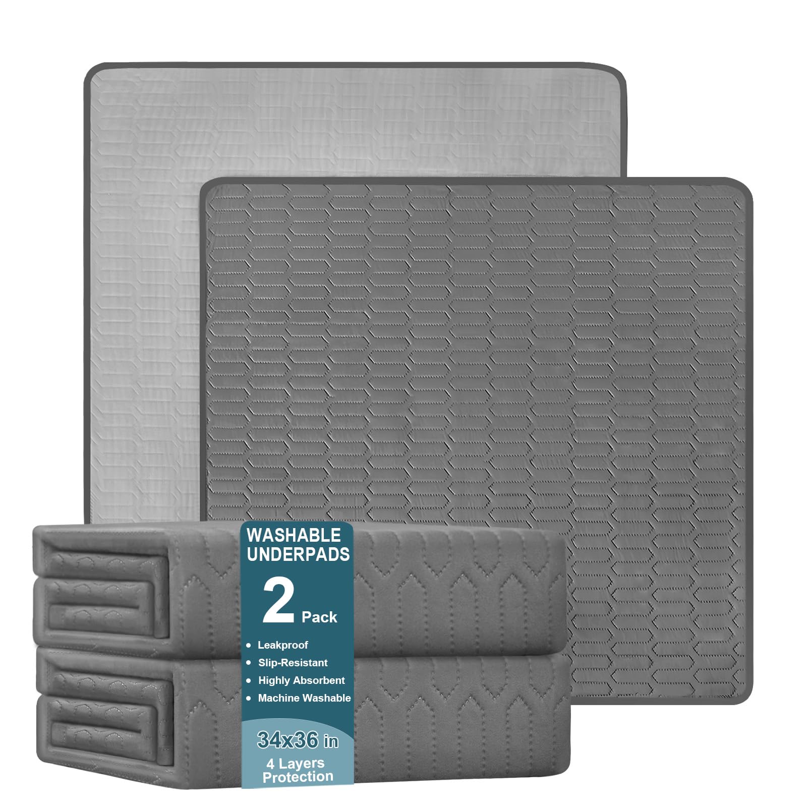 Inooro washable underpads four-layer design image—soft top layer protects skin and reduces friction.