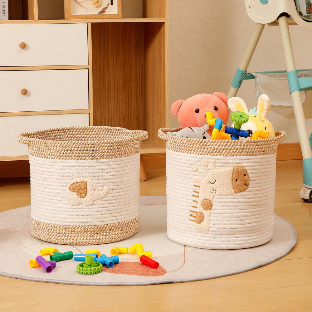 INough blanket storage basket suits nursery and living spaces.