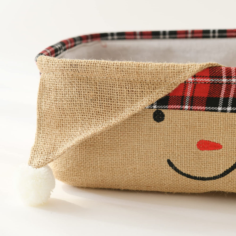 INough Christmas baskets fold flat for space-saving holiday storage.