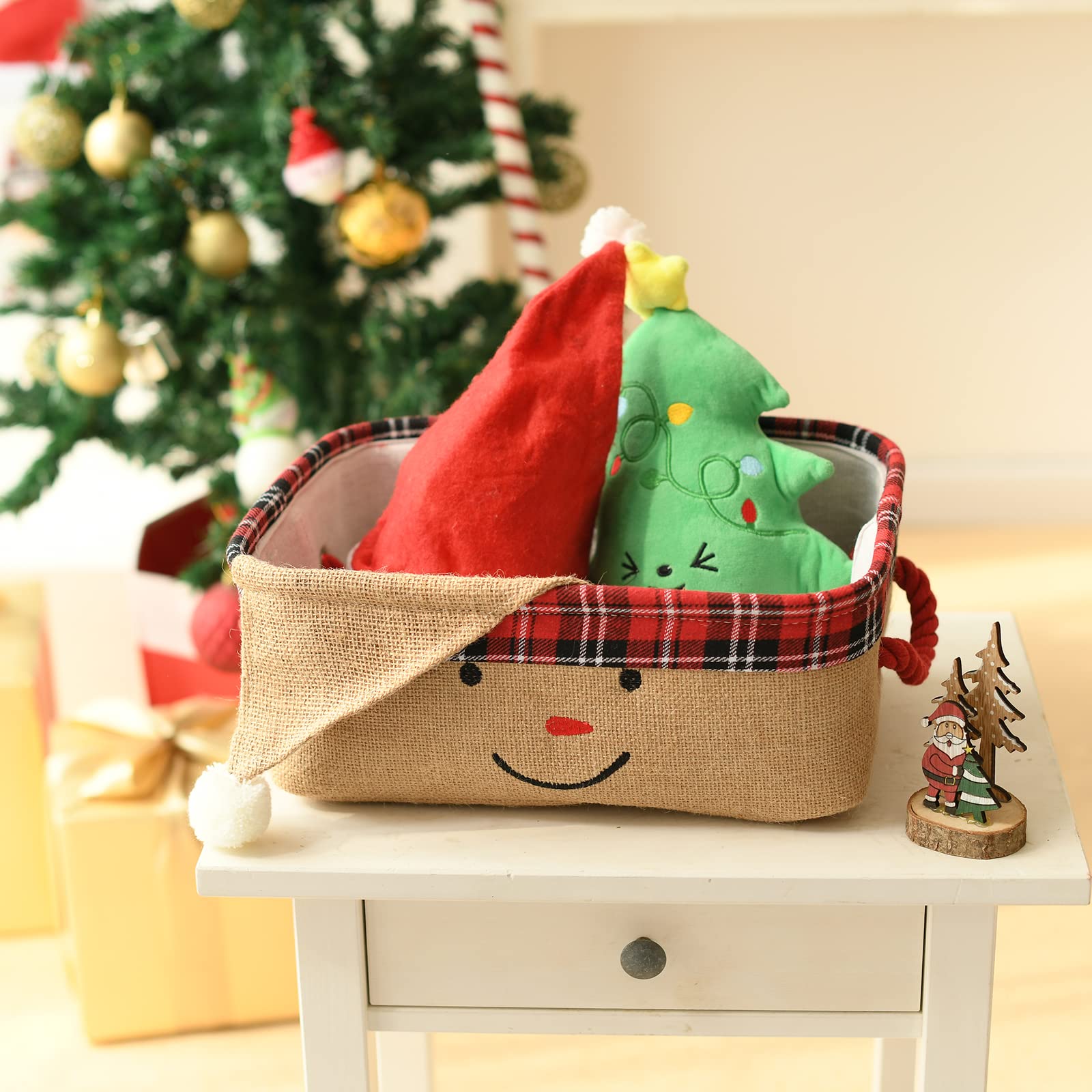 INough Christmas baskets side view highlights water-resistant fabric and durable construction.