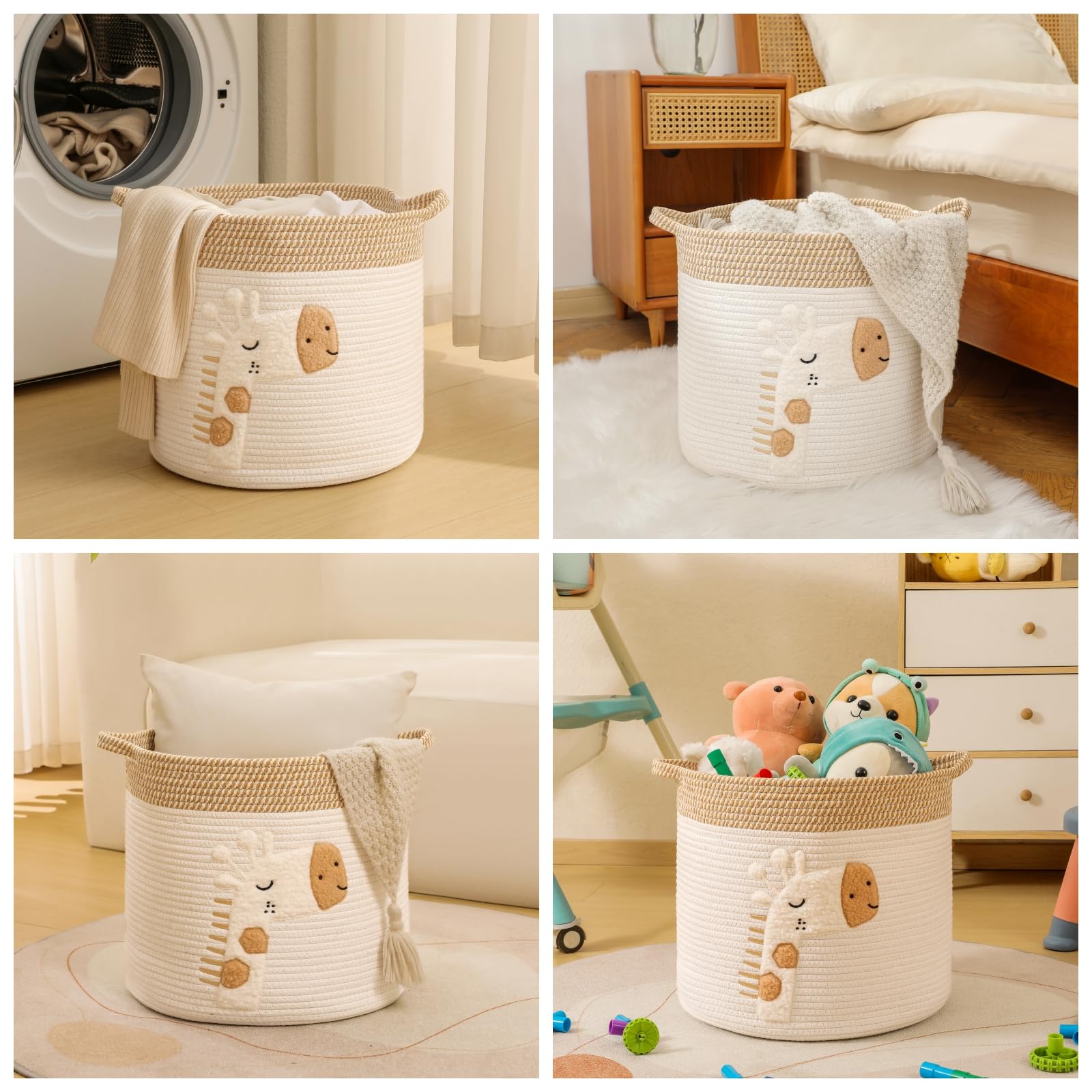 INough embroidery detail – playful giraffe design brightens kids' spaces