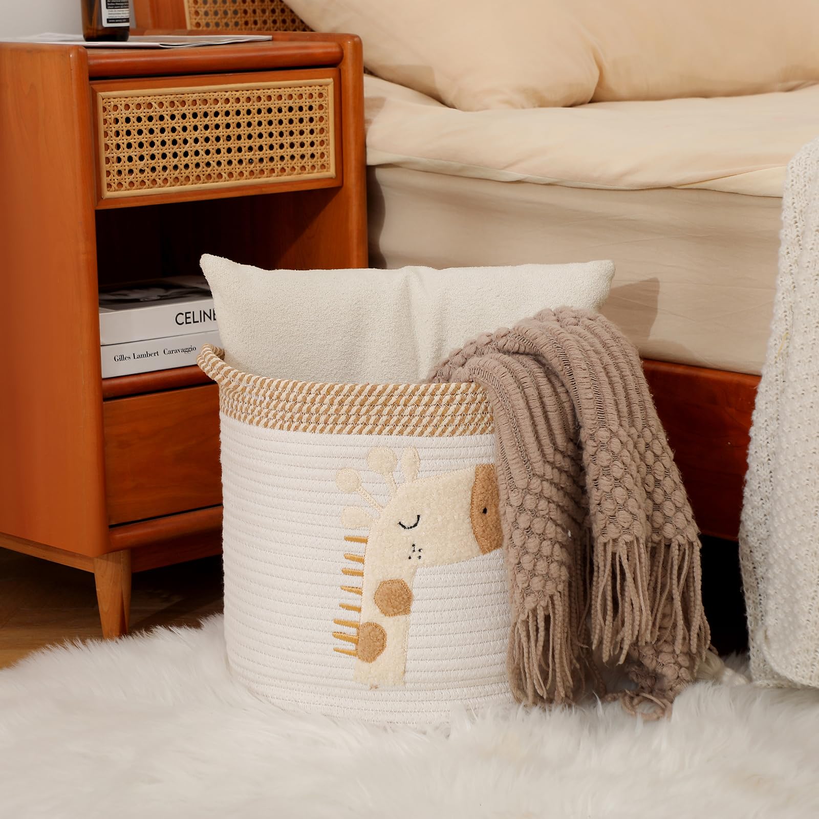 INough embroidery detail adds whimsy to any kid's room.