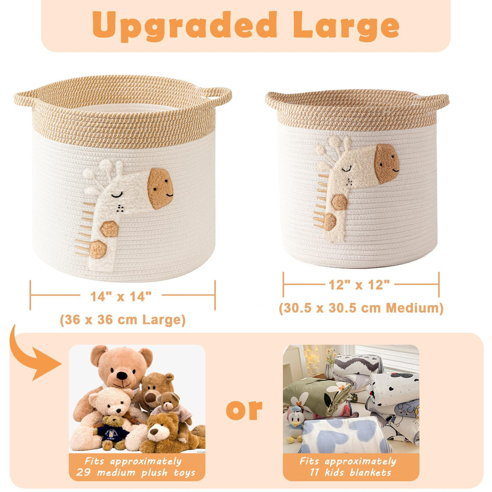 INough large basket with reinforced handles for easy room-to-room transport
