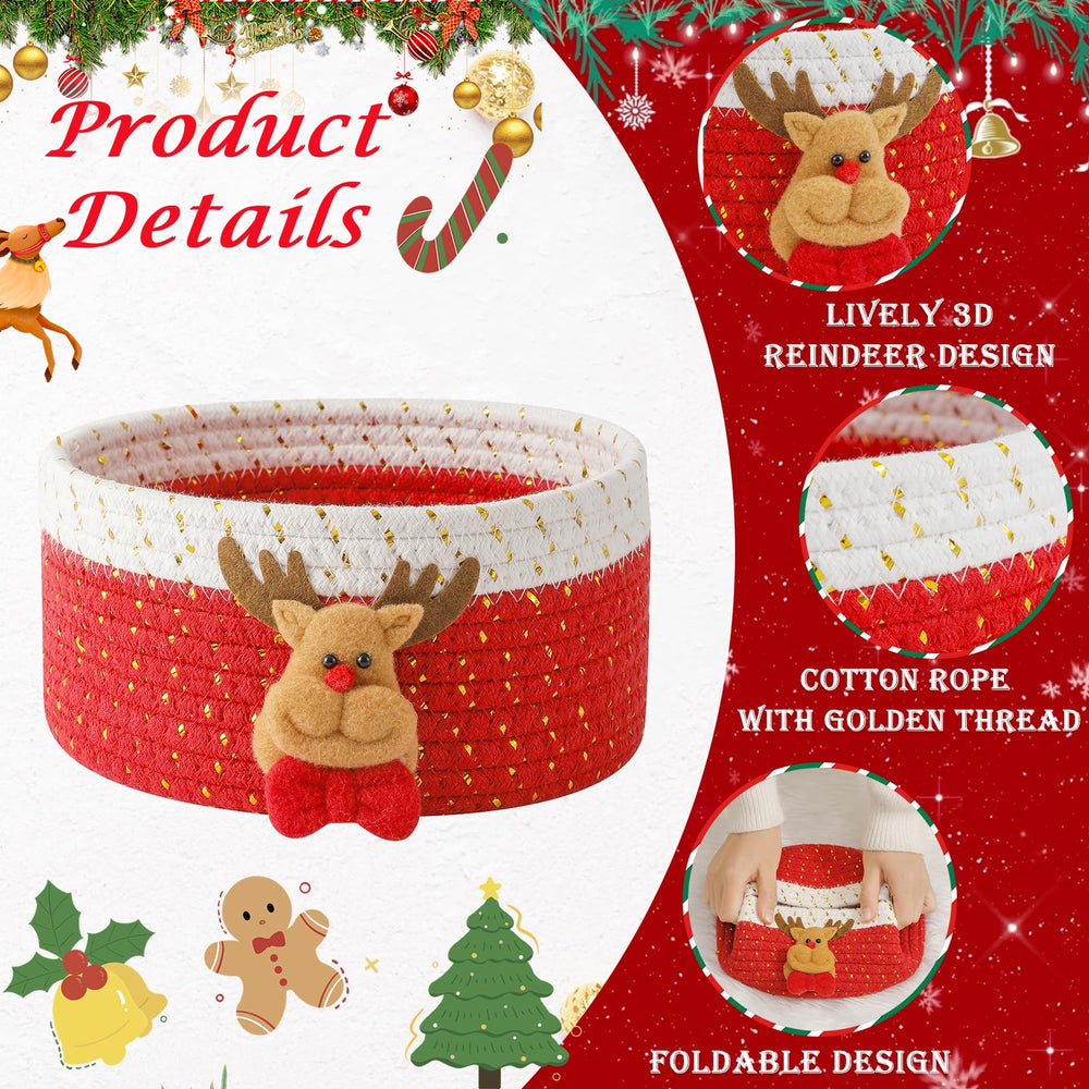 INough red gift basket close-up shows durable woven cotton rope.