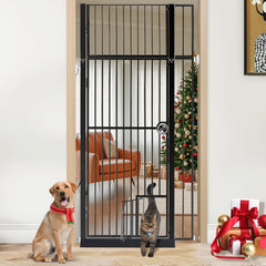 INRLKIT 71in extra tall pet gate front view demonstrates secure doorway protection for pets