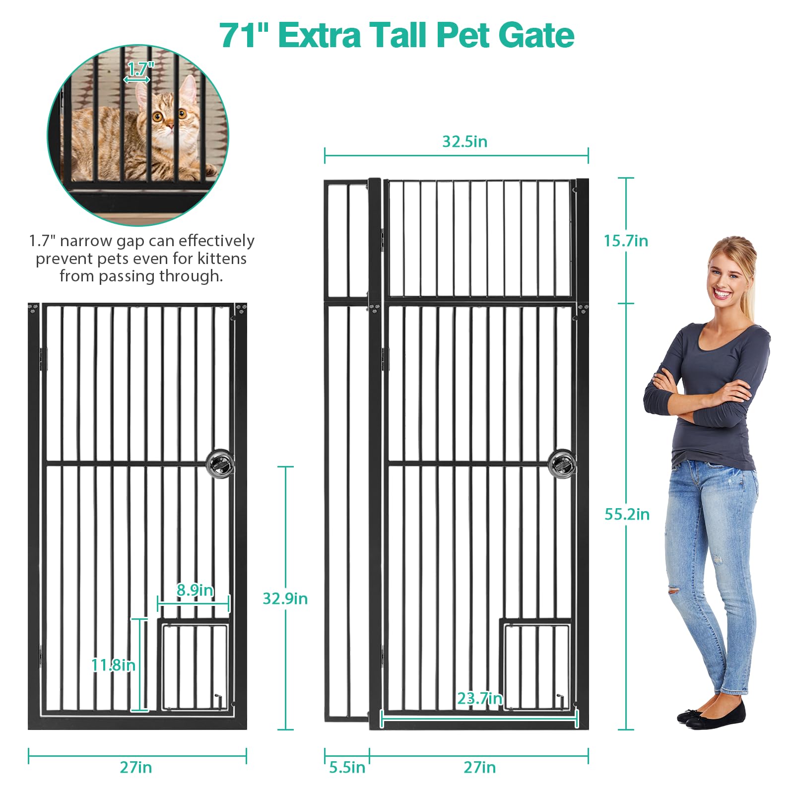 INRLKIT cat door walk-through opens smoothly while keeping kids and dogs separate