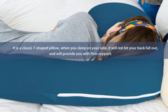 INSEN pillow acts as leg bolster for knee alignment.