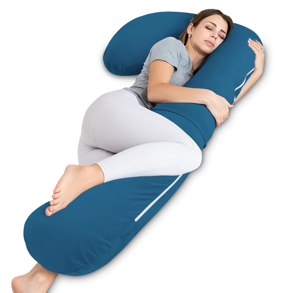 INSEN L-shaped pregnancy pillow provides full-body support for comfortable nights.