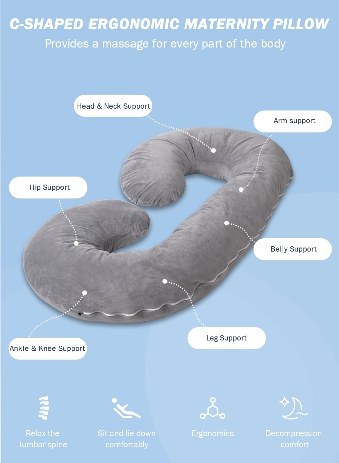 INSEN versatile pillow suits families and anyone needing full-body comfort at night