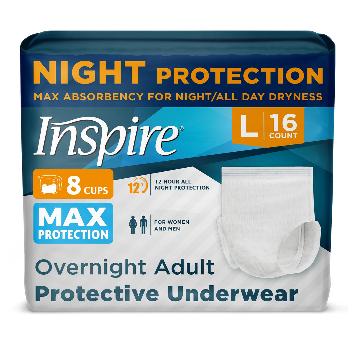 Inspire MAX Absorbency diaper with leak guards for secure protection.