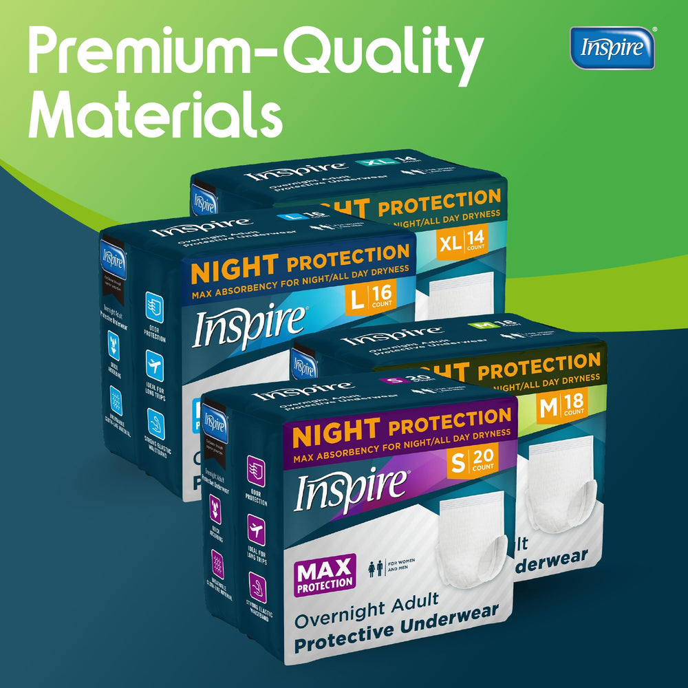 Inspire adult diapers packaging image highlights easy storage and portability