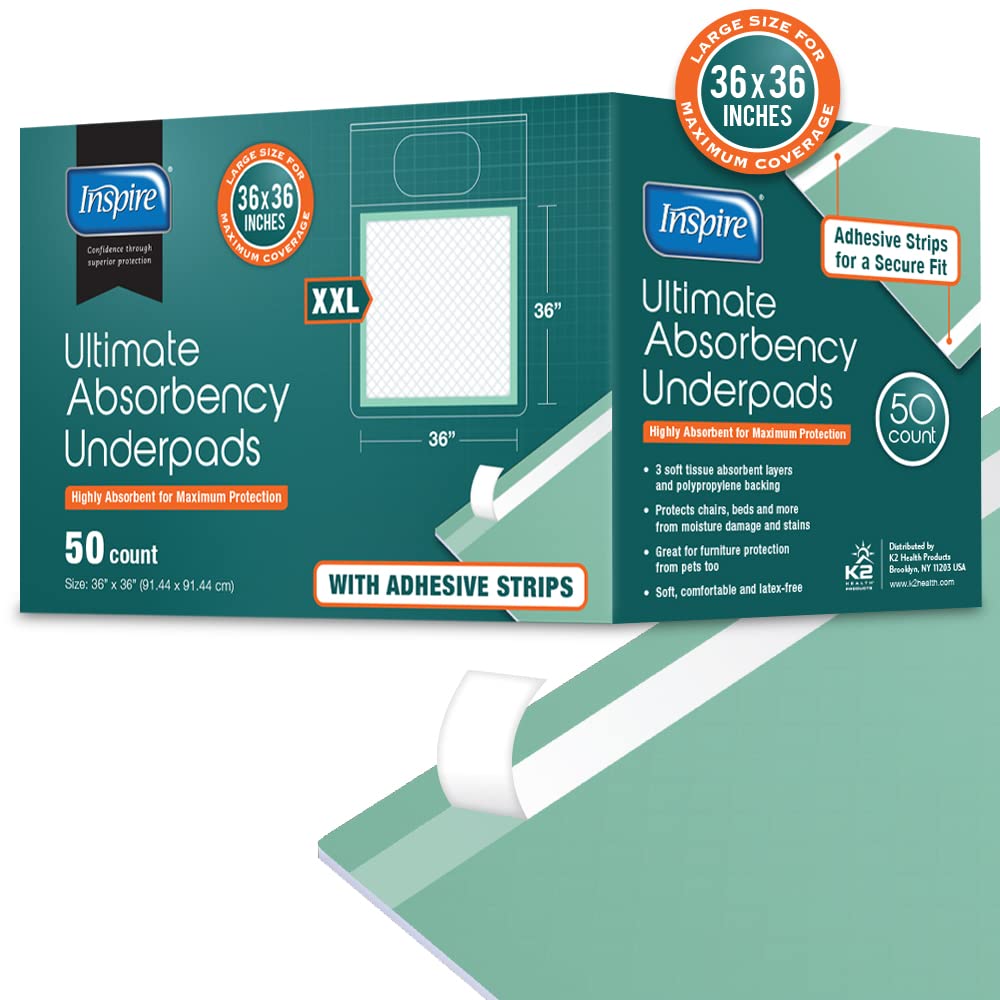 Inspire bed pad adhesive-pack keeps pads secure inside the bed for continued protection.