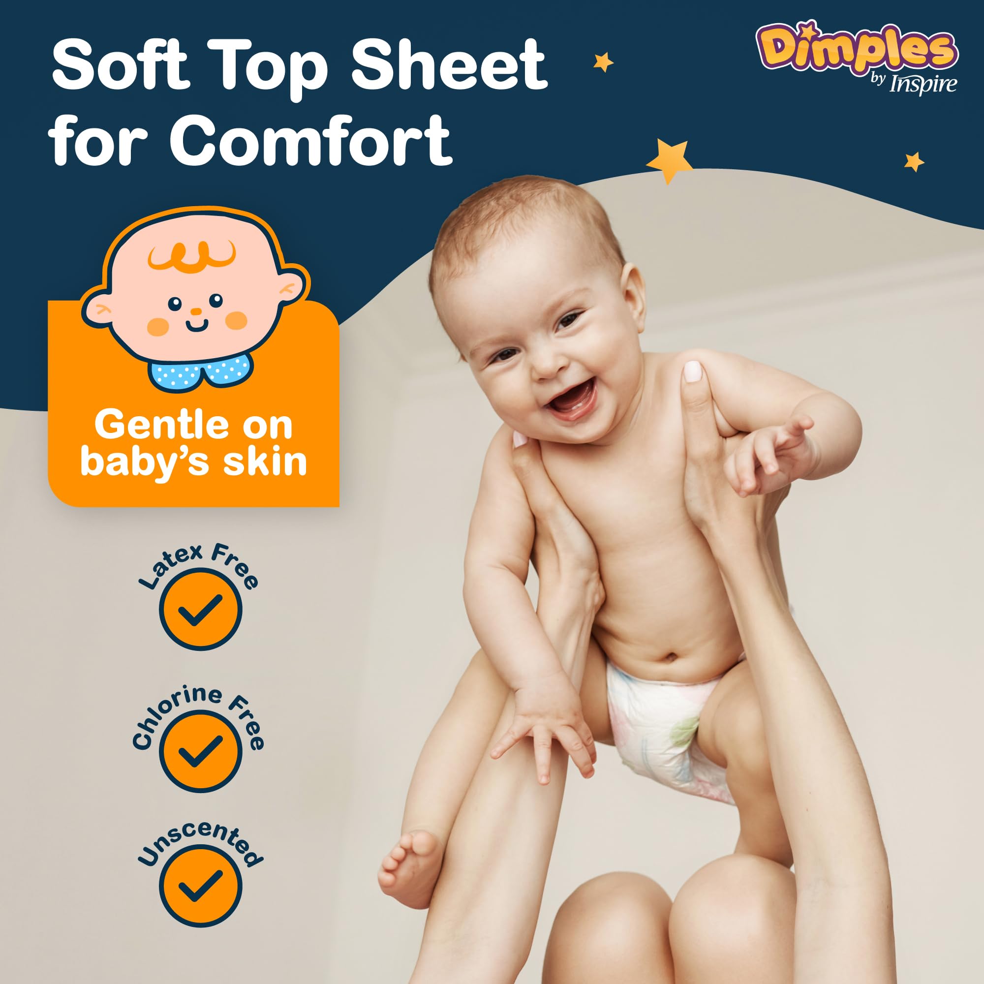 Inspire Dimples Booster Pads fit all diaper sizes for versatile daytime and overnight use.
