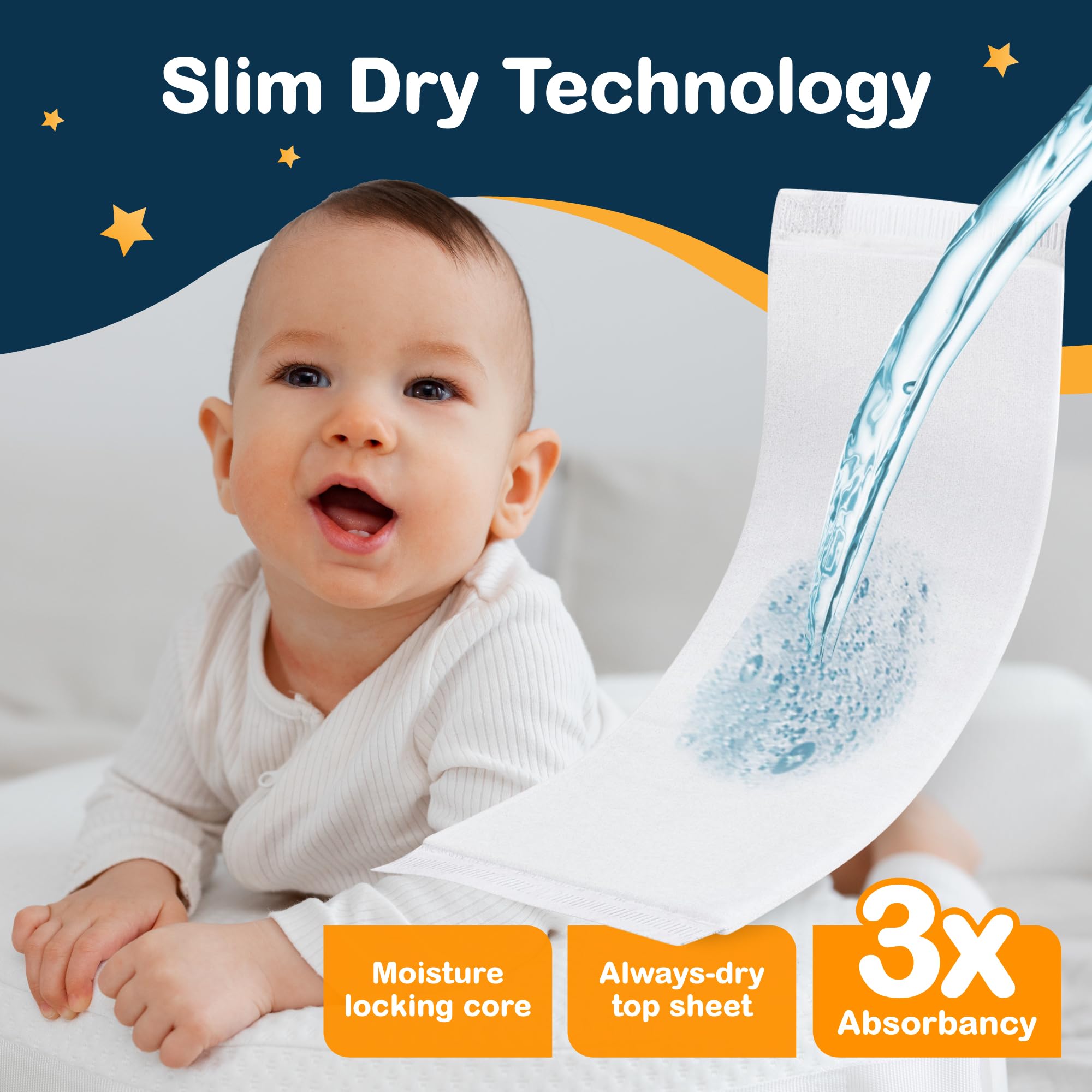 Inspire Dimples Booster Pads smooth top sheet provides gentle touch against baby's skin.