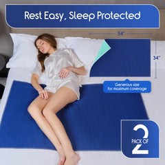 Inspire extra-large bed pad 34 x 54 keeps surfaces clean.