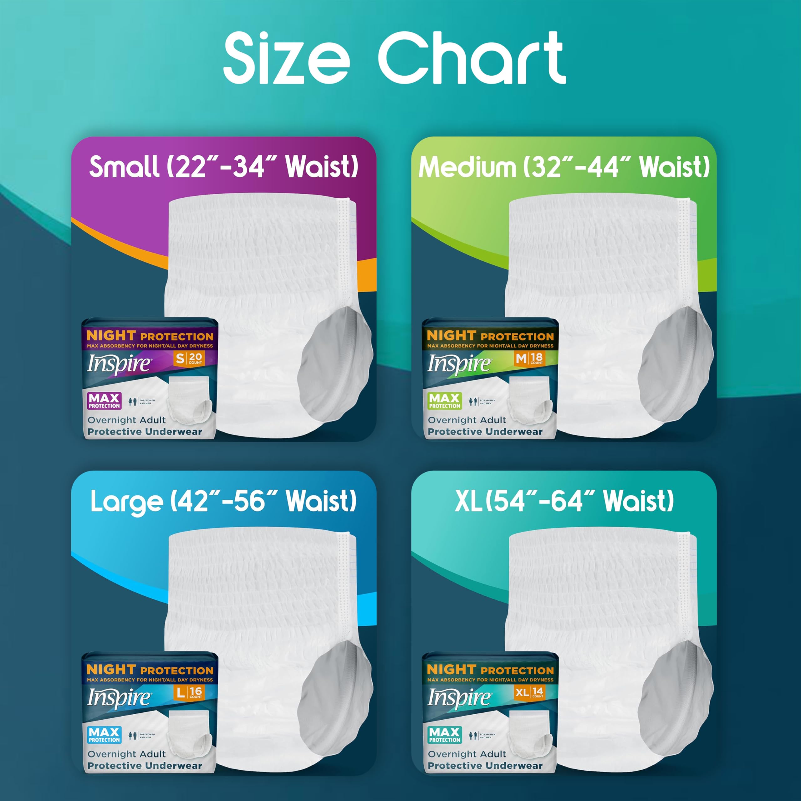 Inspire MAX absorbency discreet fit on body