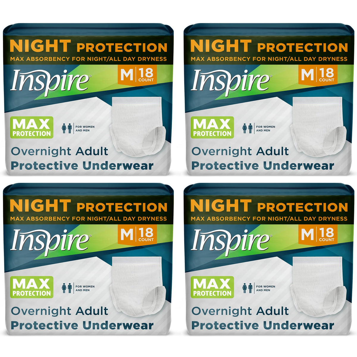 Inspire MAX Absorbency front view shows discreet pull-up design for daily wear