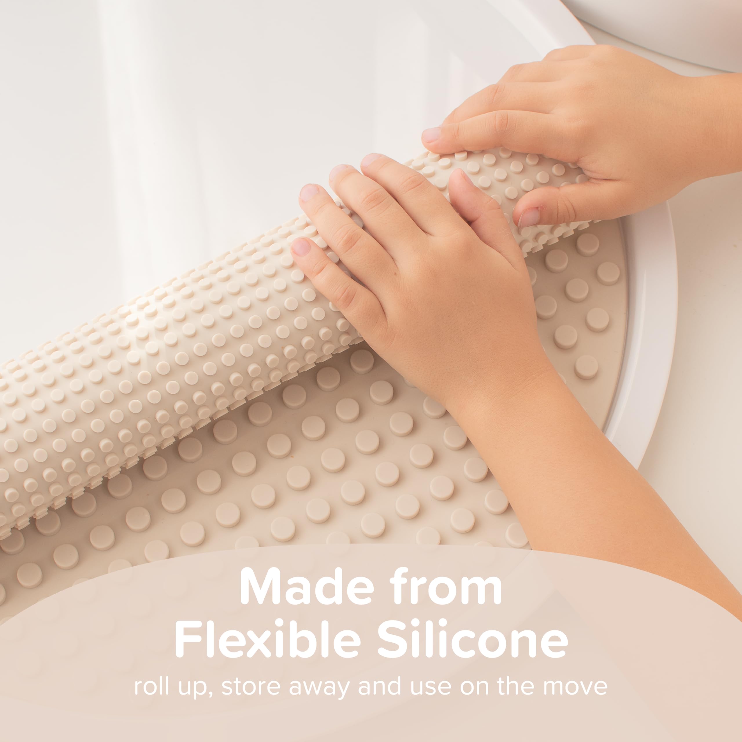 Inspire My Play silicone baseplate BPA-free dishwasher safe for quick cleanup
