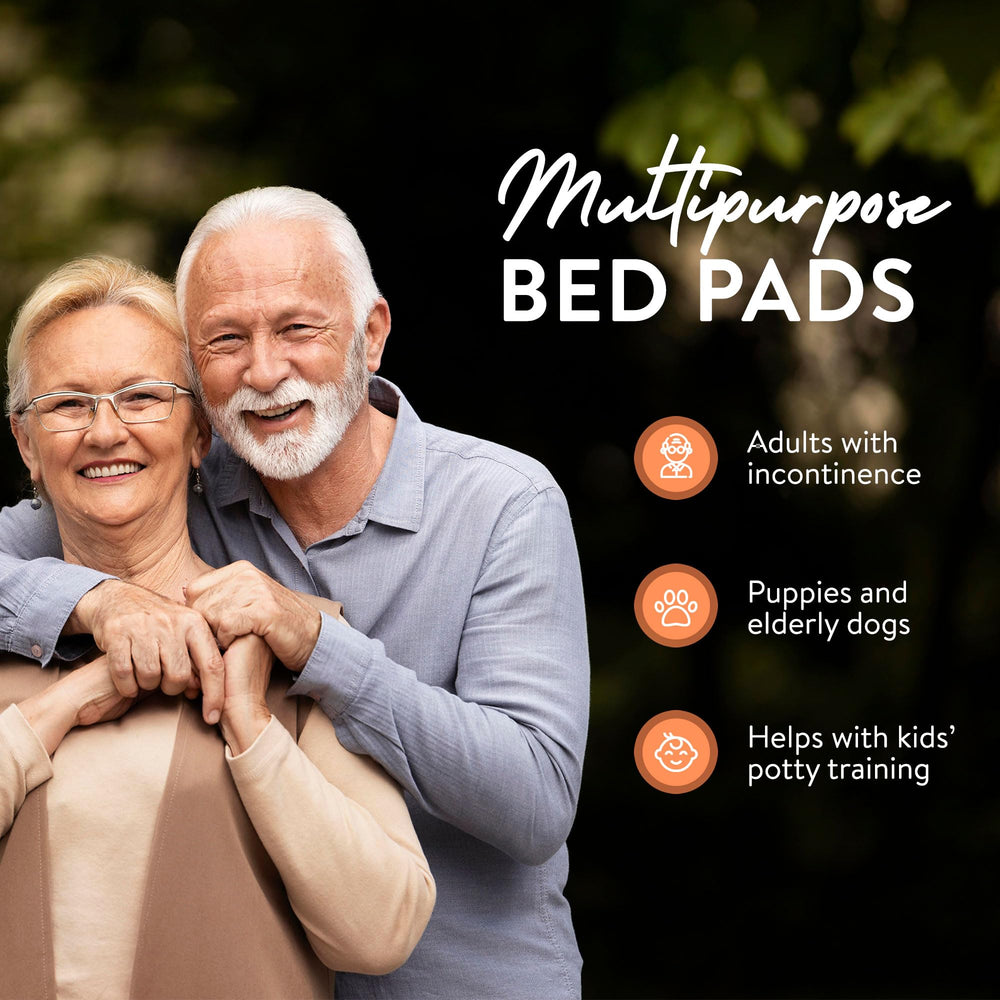 Inspire disposable adult bed pad shown with clean sheets