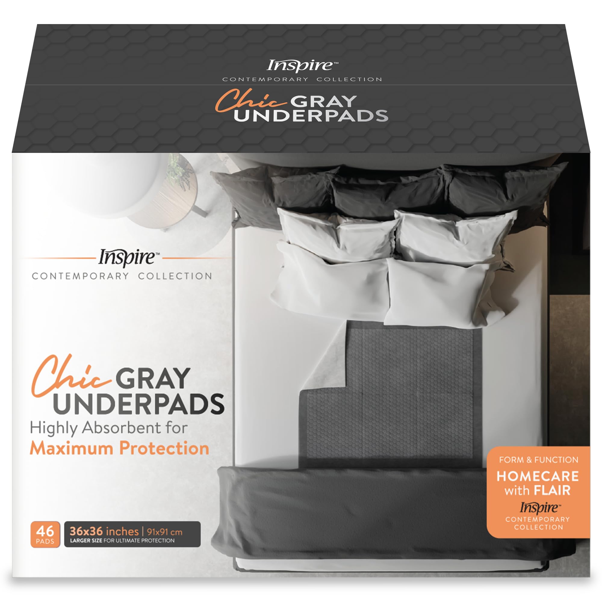 Inspire ultra-absorbent underpad 36x36 with waterproof backing in flat lay